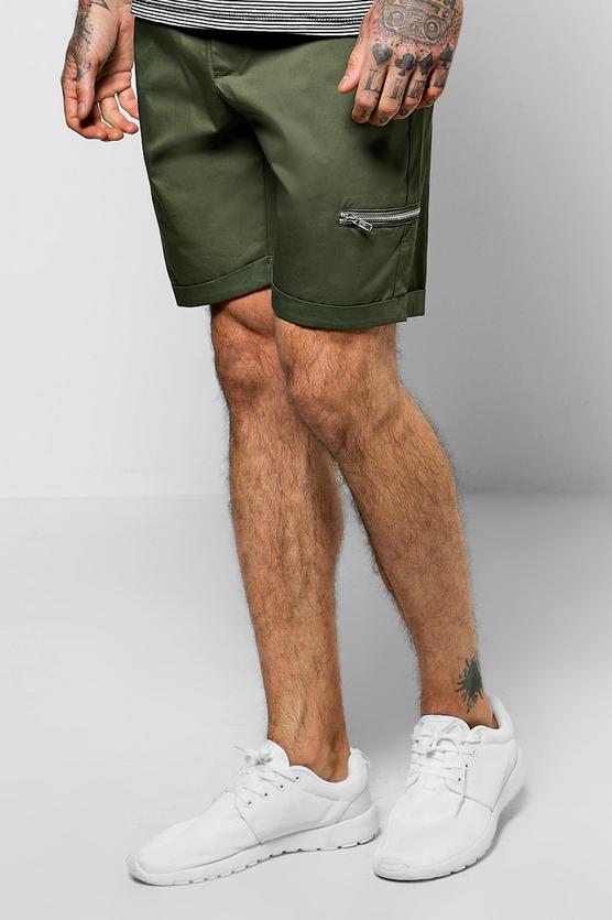 Skinny Fit Zip Chino Shorts